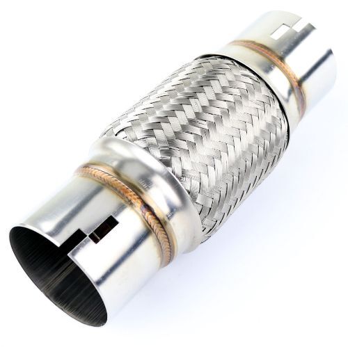 TOTALFLOW TF-N63150N Heavy Duty Double Braided Universal 2-1/2" Inch Notched Ends Exhaust Flex Pipe Connector | 2.5 Inch ID