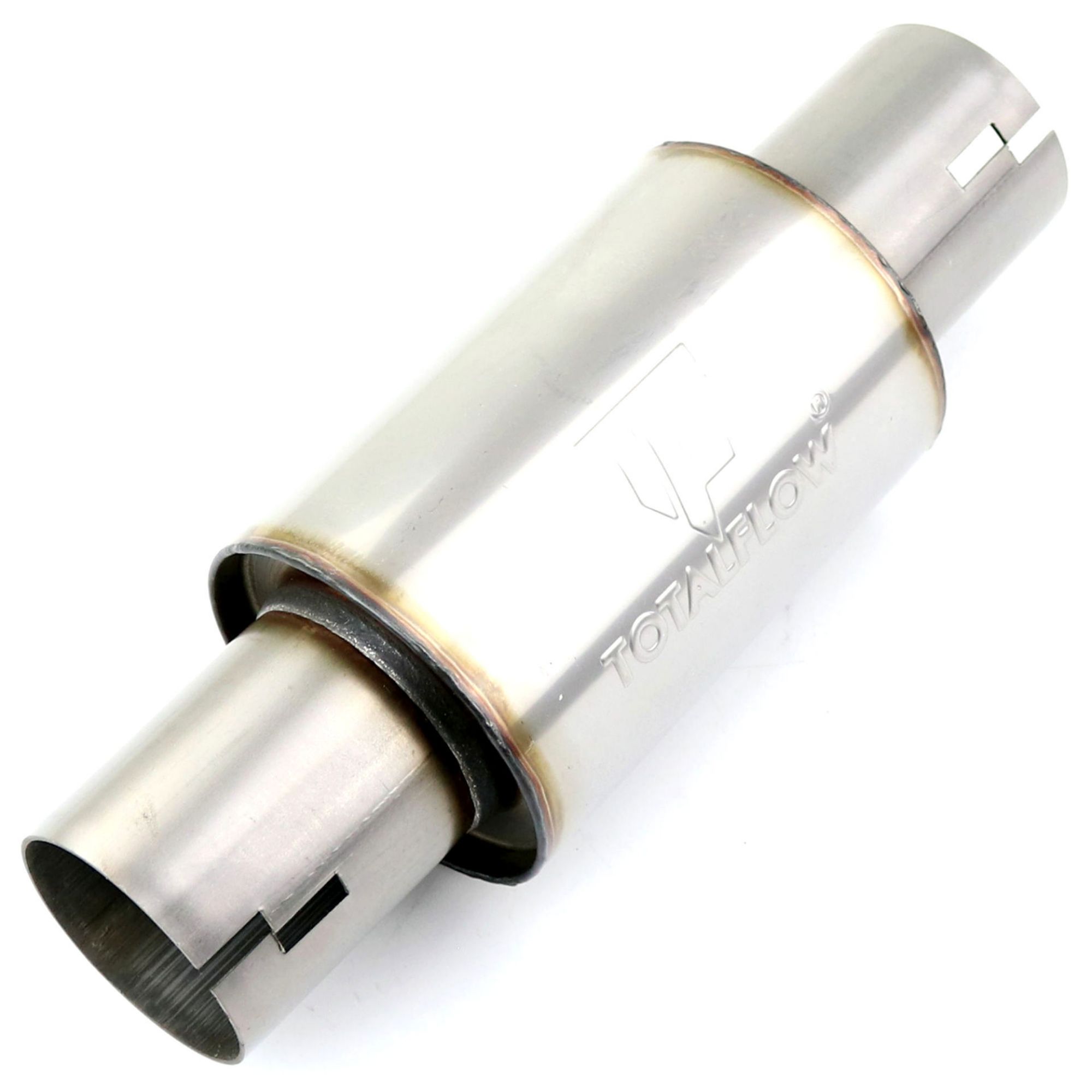 TOTALFLOW 22015N Straight Through Universal 2-1/4" Inch Notched Ends Exhaust Muffler - 2.25 Inch ID