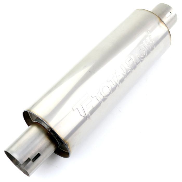 TOTALFLOW 22421N Straight Through Universal Notched Ends Exhaust Muffler - 4 Inch ID | Diesel Exhaust Muffler TOTALFLOW 22421N Straight Through Universal Notched Ends Exhaust Muffler - 4 Inch ID | Diesel Exhaust Muffler