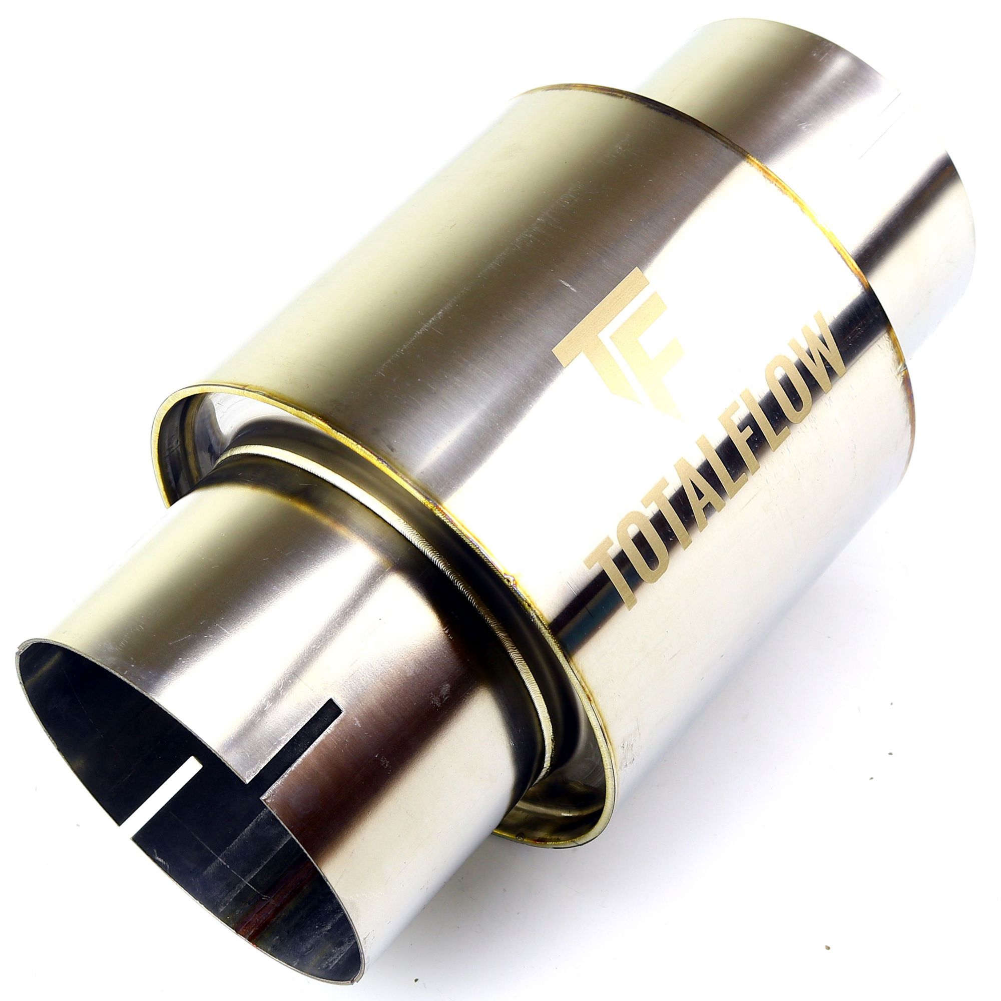 TOTALFLOW 22521S Straight Through Universal Slotted Ends Exhaust Muffler - 4 Inch ID | Diesel Exhaust Muffler