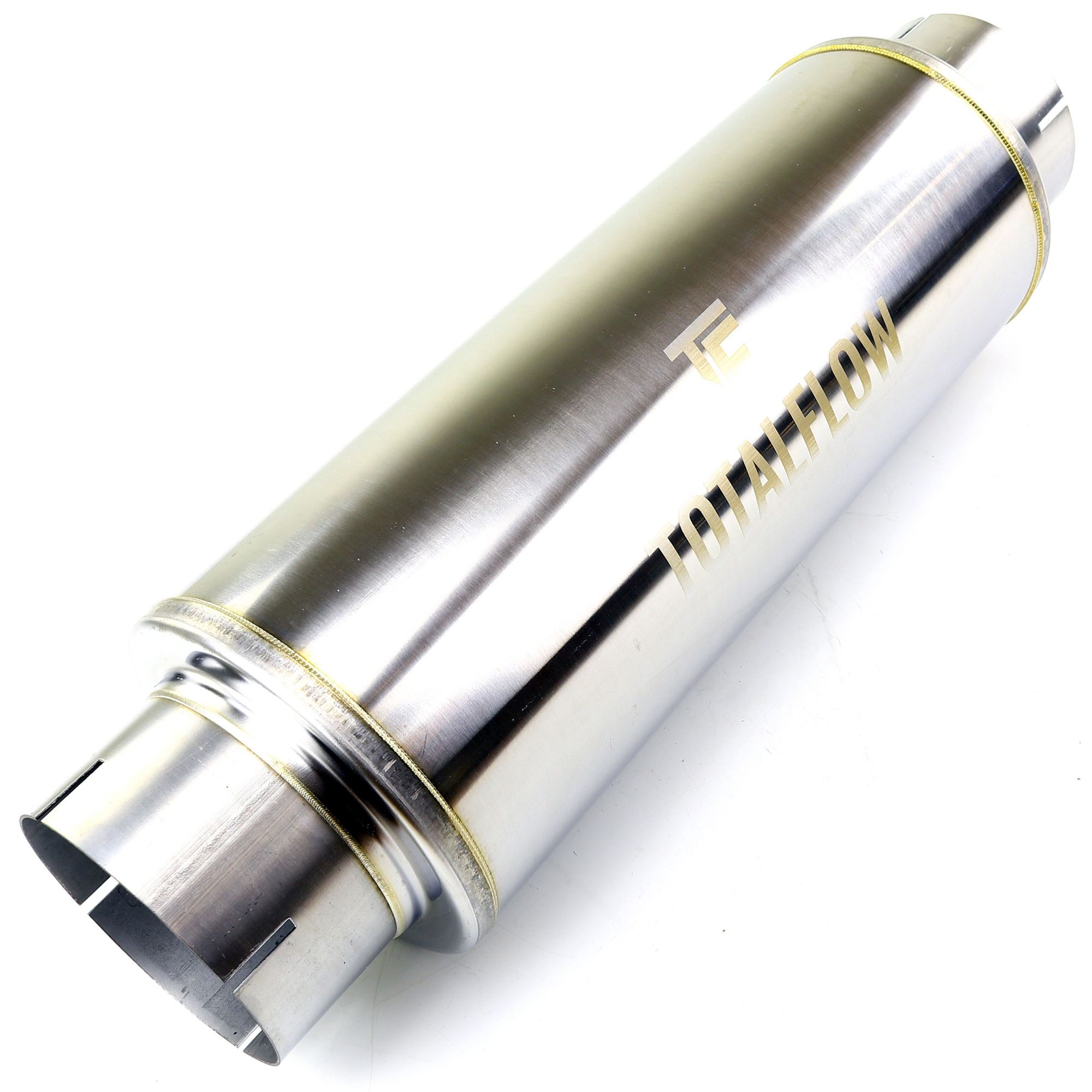 TOTALFLOW 20721S Straight Through Universal Slotted Ends Exhaust Muffler - 4 Inch ID | Diesel Exhaust Muffler